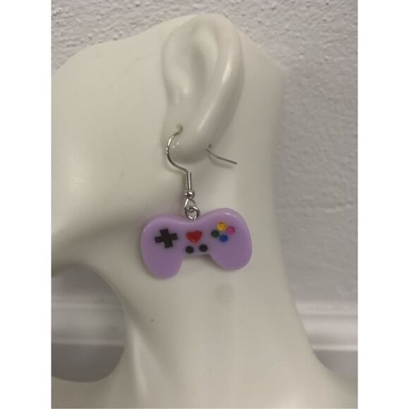 Purple Game Controller Earrings - Picture 2 of 2